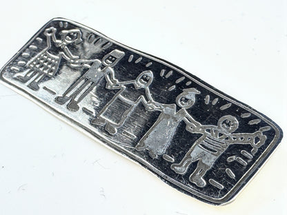 Vintage Mexico Sterling Silver Multicultural Children Brooch 17.6g 2 5/16" JR1761