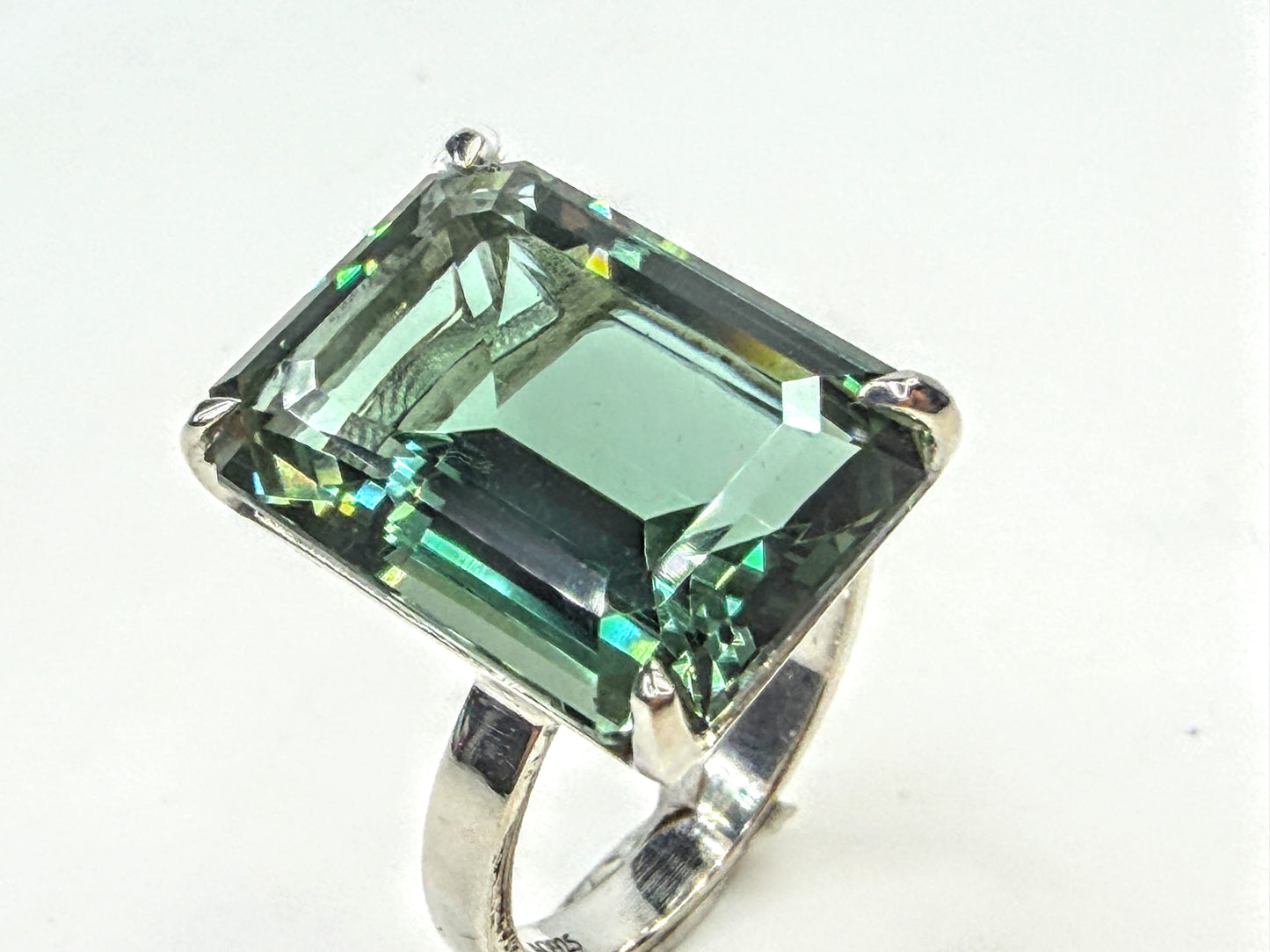 Vintage Tiffany & Co. Sterling Silver Sparklers Prasiolite Ring JR1604