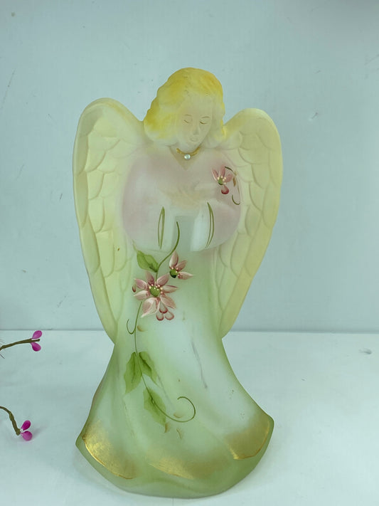 Signed Fenton Ltd Edition Christmas Satin Angel Figurine 22K Gold trim 8.0" A560