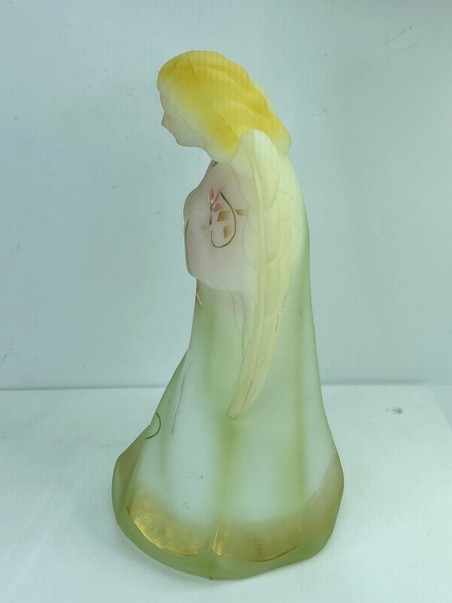 Signed Fenton Ltd Edition Christmas Satin Angel Figurine 22K Gold trim 8.0" A560