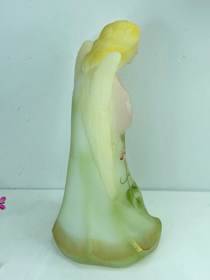 Signed Fenton Ltd Edition Christmas Satin Angel Figurine 22K Gold trim 8.0" A560