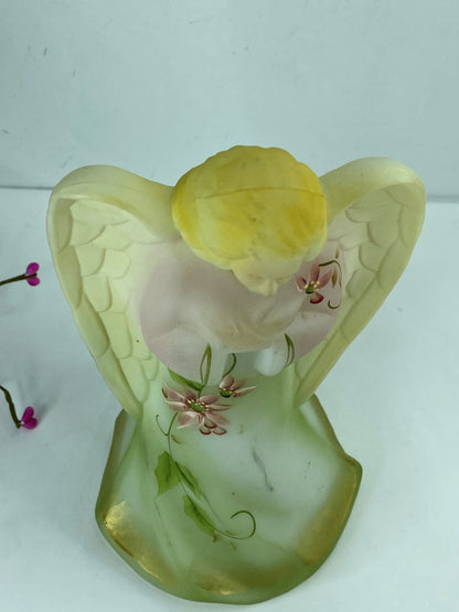 Signed Fenton Ltd Edition Christmas Satin Angel Figurine 22K Gold trim 8.0" A560