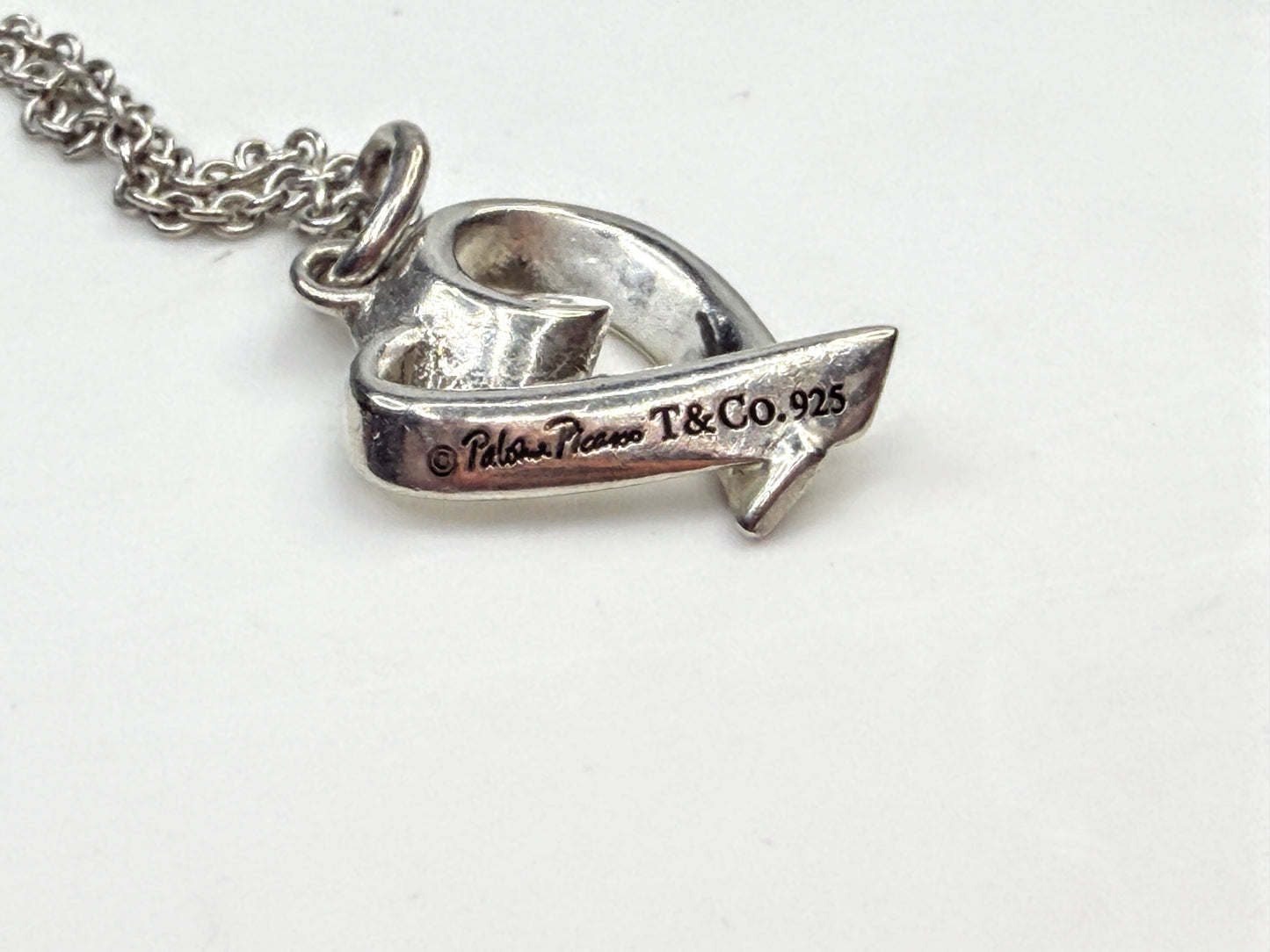 Vintage Tiffany & Co Paloma Picasso Love Heart Pendant Necklace 18" JR1605