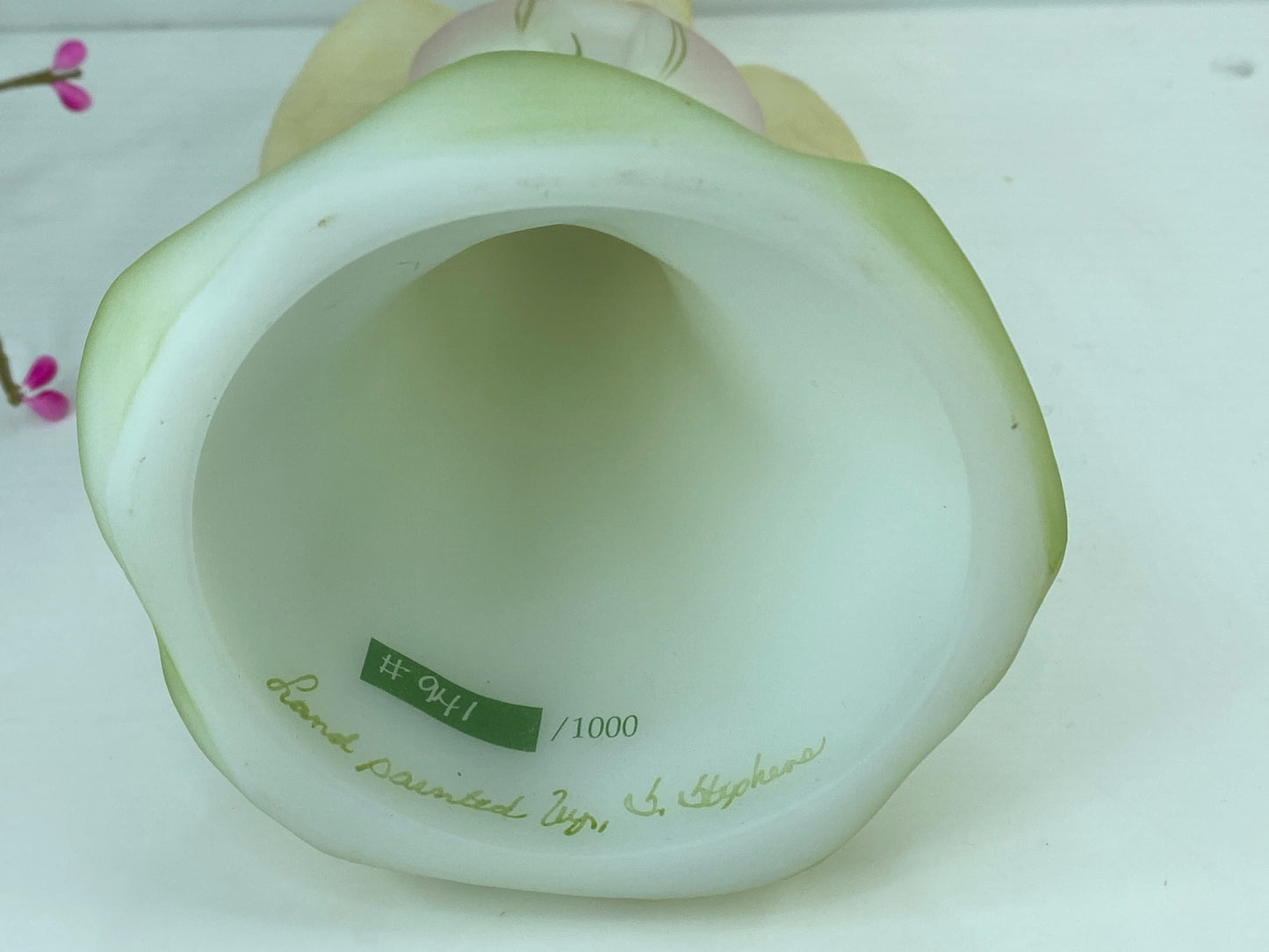 Signed Fenton Ltd Edition Christmas Satin Angel Figurine 22K Gold trim 8.0" A560