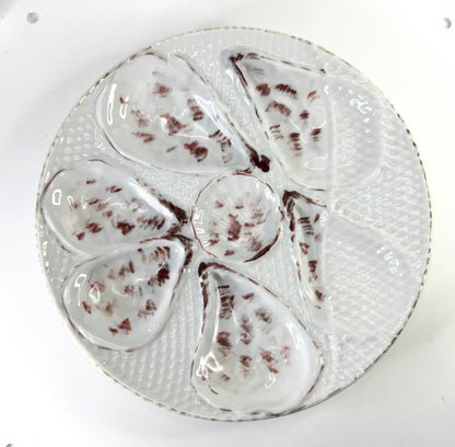 Antique Oyster Plate German Oyster Plate with Fishnet c.1800's, 8.25" A476