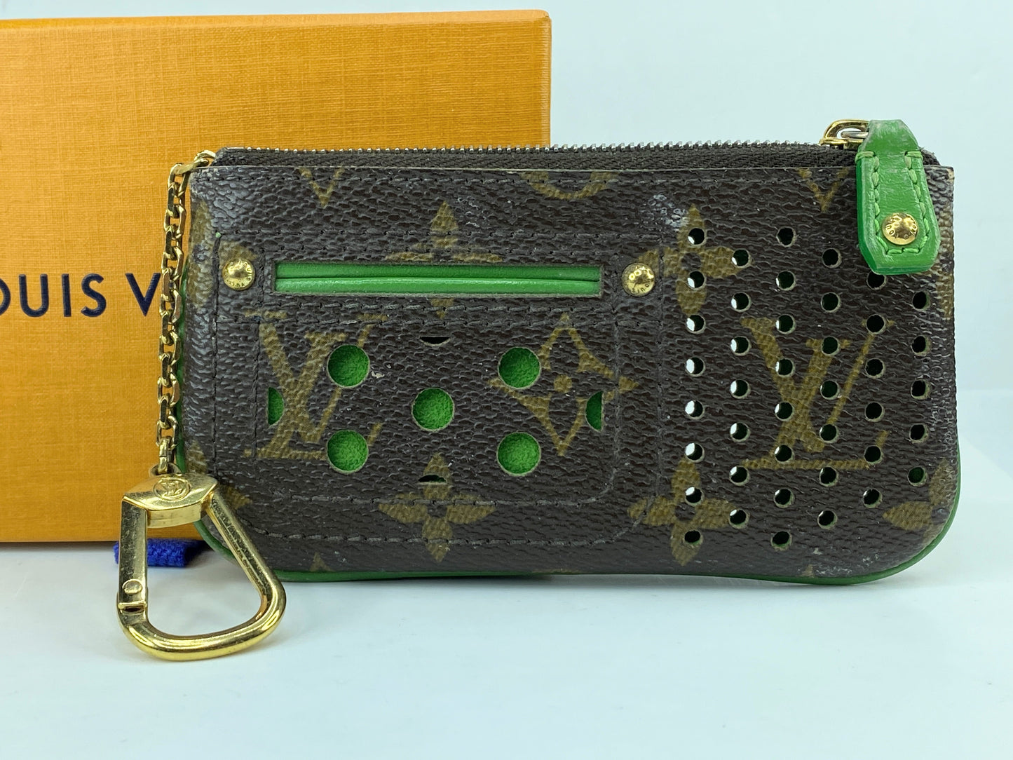 Vintage Louis Vuitton Ltd Edit Monogram Perforated Pochette Cles Key pouch GS695