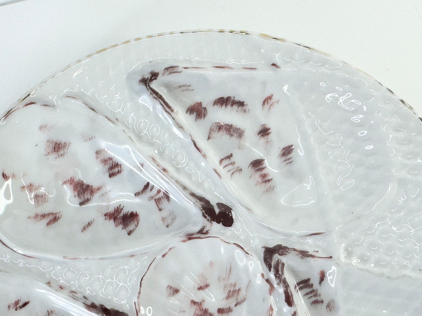 Antique Oyster Plate German Oyster Plate with Fishnet c.1800's, 8.25" A476