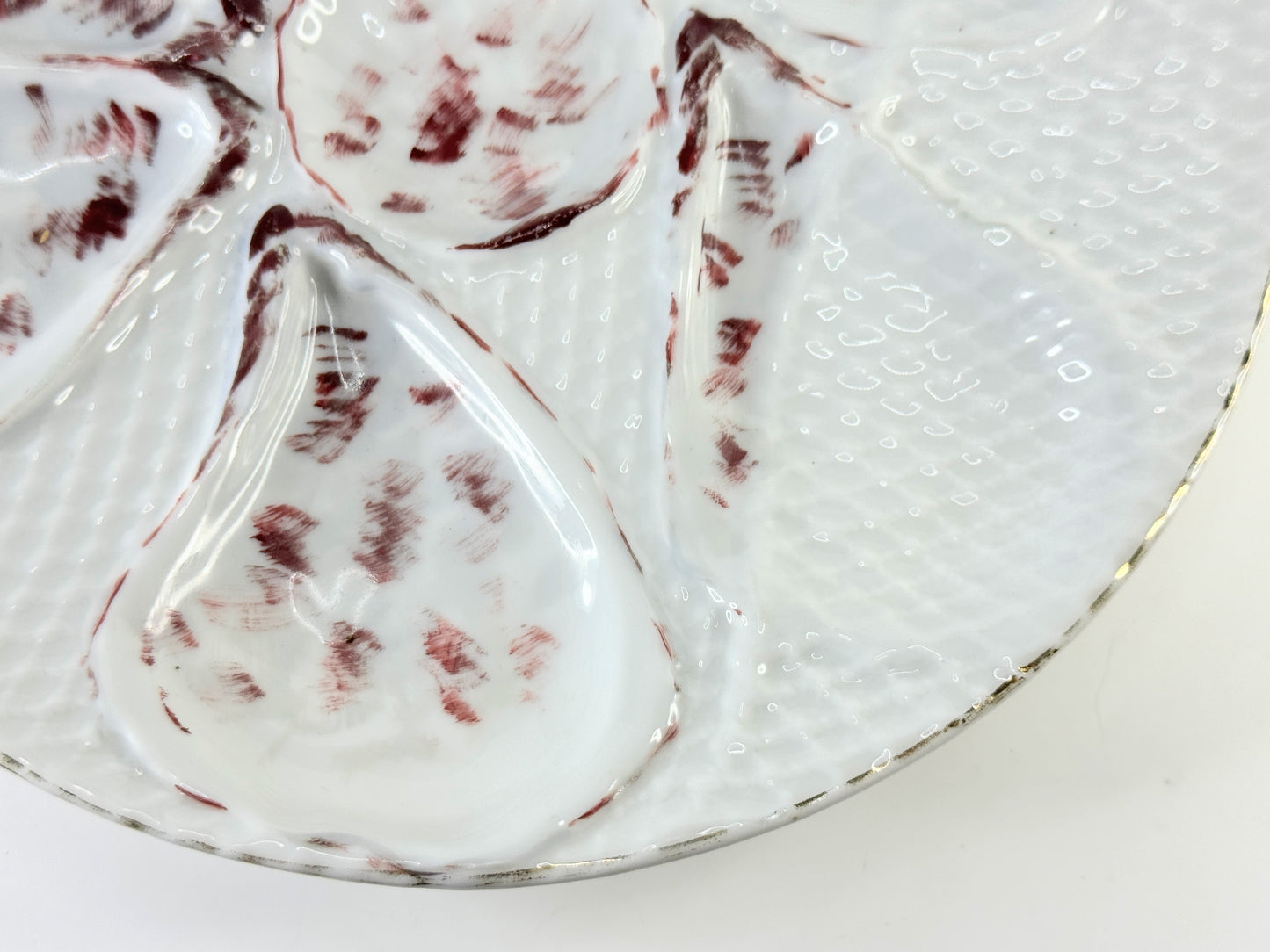 Antique Oyster Plate German Oyster Plate with Fishnet c.1800's, 8.25" A476