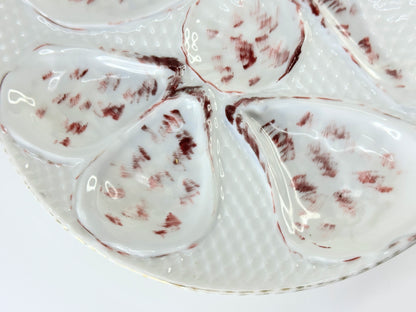 Antique Oyster Plate German Oyster Plate with Fishnet c.1800's, 8.25" A476