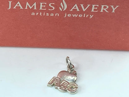 Retired James Avery Sterling Silver 925 “abc Apple Charm” 2.1g JR569