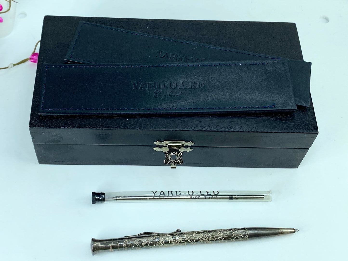Yard-O-Led sterling silver perfecta victorian pen and refill set in box SS120