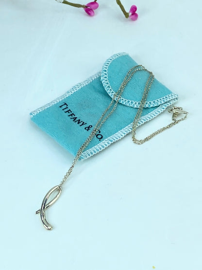 Vintage Tiffany & Co Elsa Peretti Letter “L” Alphabet sterling necklace JR1045