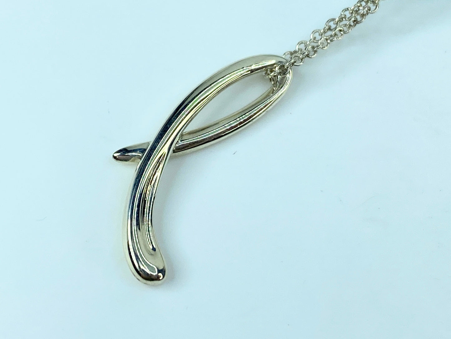 Vintage Tiffany & Co Elsa Peretti Letter “L” Alphabet sterling necklace JR1045