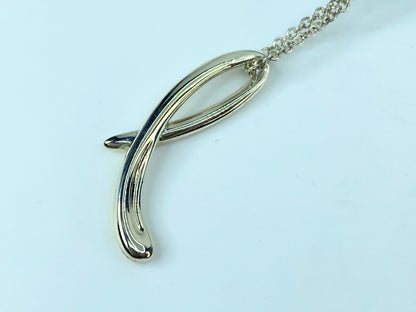 Vintage Tiffany & Co Elsa Peretti Letter “L” Alphabet sterling necklace JR1045