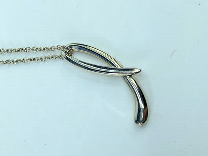 Vintage Tiffany & Co Elsa Peretti Letter “L” Alphabet sterling necklace JR1045