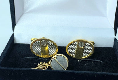 Alfred Cufflinks Metal Gold Silver GP Tie Clip Set Men's 15.6g GS113