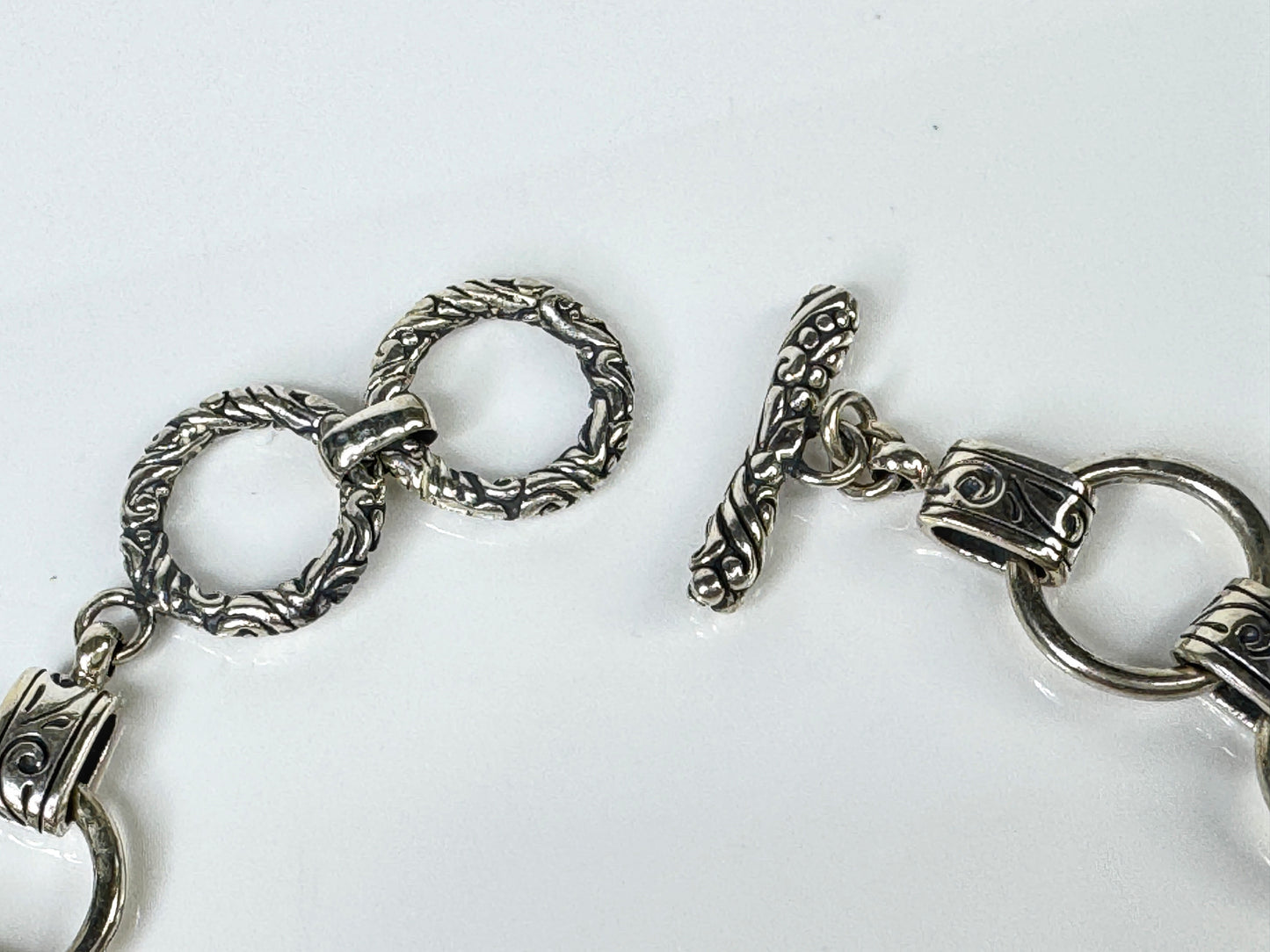 Rare Sterling Silver Triple Cross Toggle Bracelet, Scroll Openwork Links JR1767