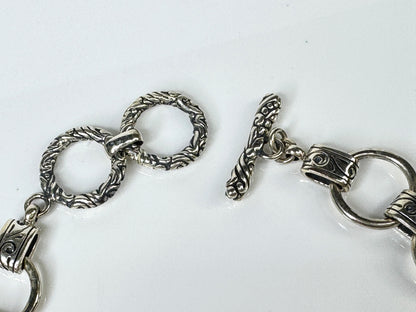 Rare Sterling Silver Triple Cross Toggle Bracelet, Scroll Openwork Links JR1767