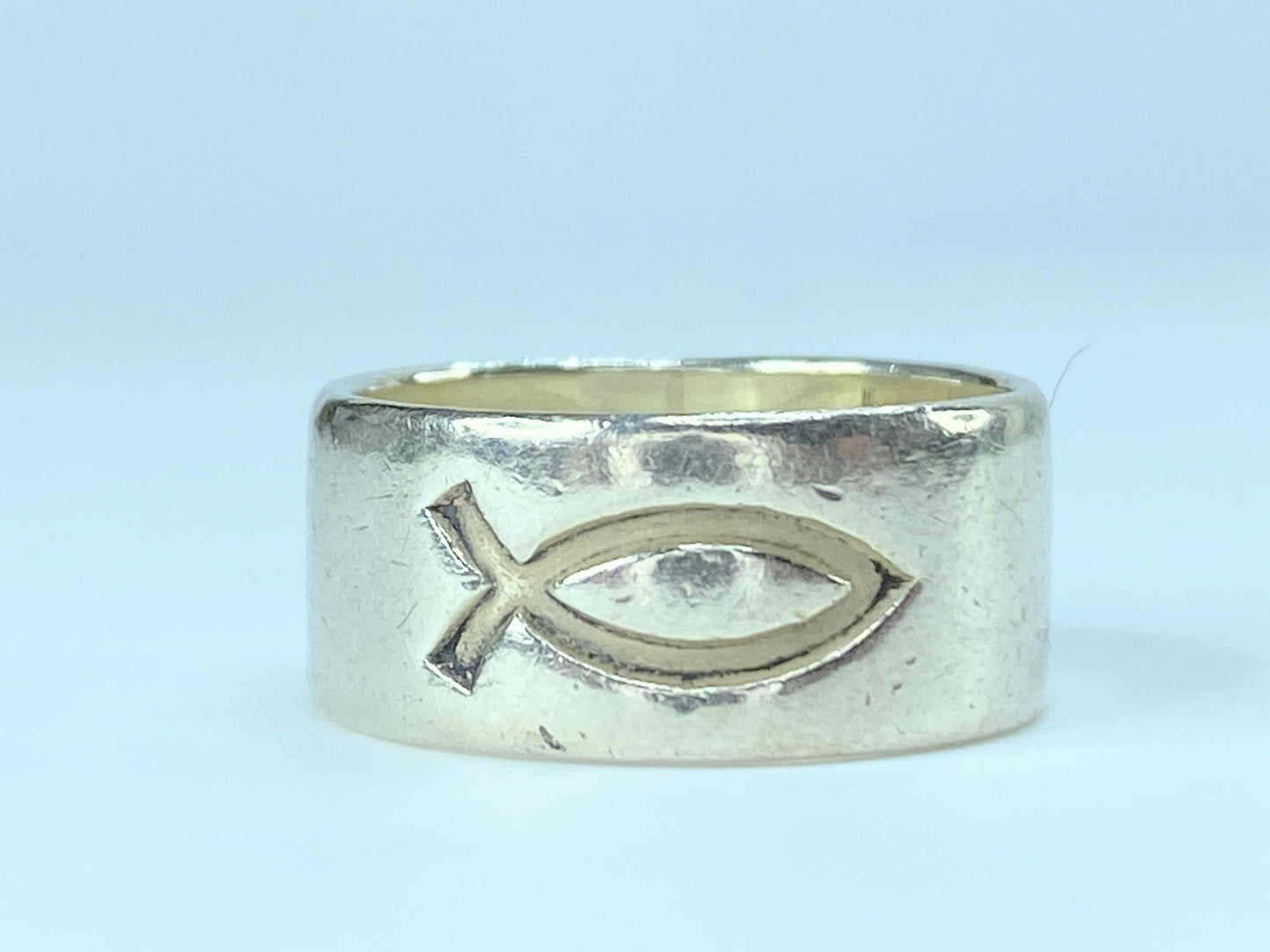 Retired James Avery Ichthus Fish Sterling Silver Band Ring s6.5 5.2g JR9334