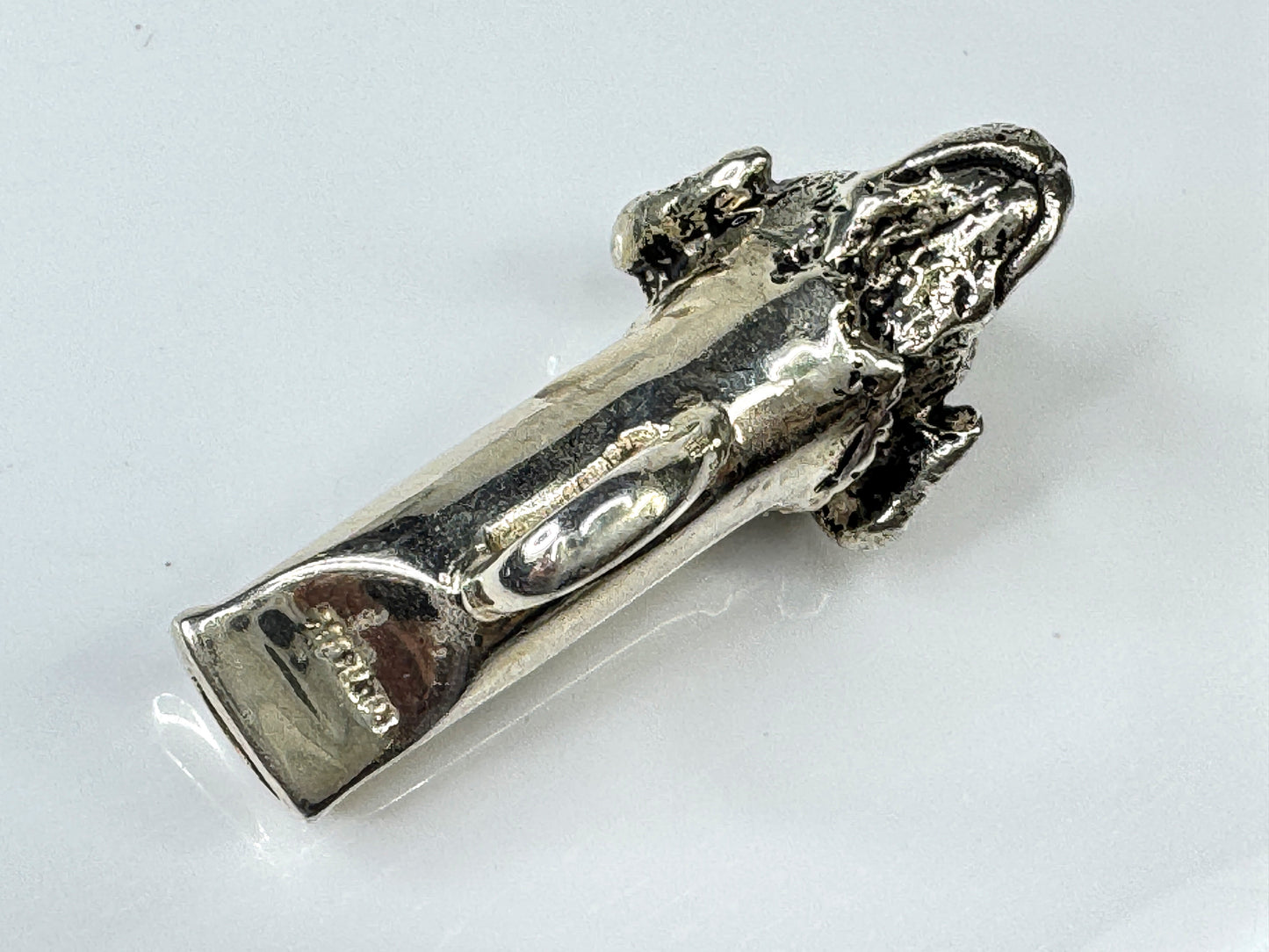 Sterling Silver Figural Dog Head Whistle Pendant 15.8g 1 5/8" x 3/4" SS429