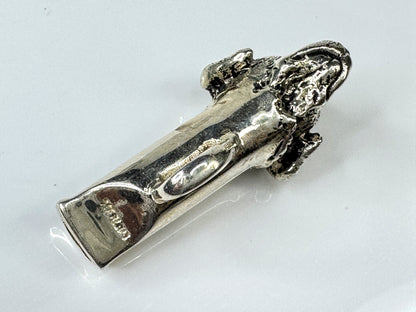 Sterling Silver Figural Dog Head Whistle Pendant 15.8g 1 5/8" x 3/4" SS429