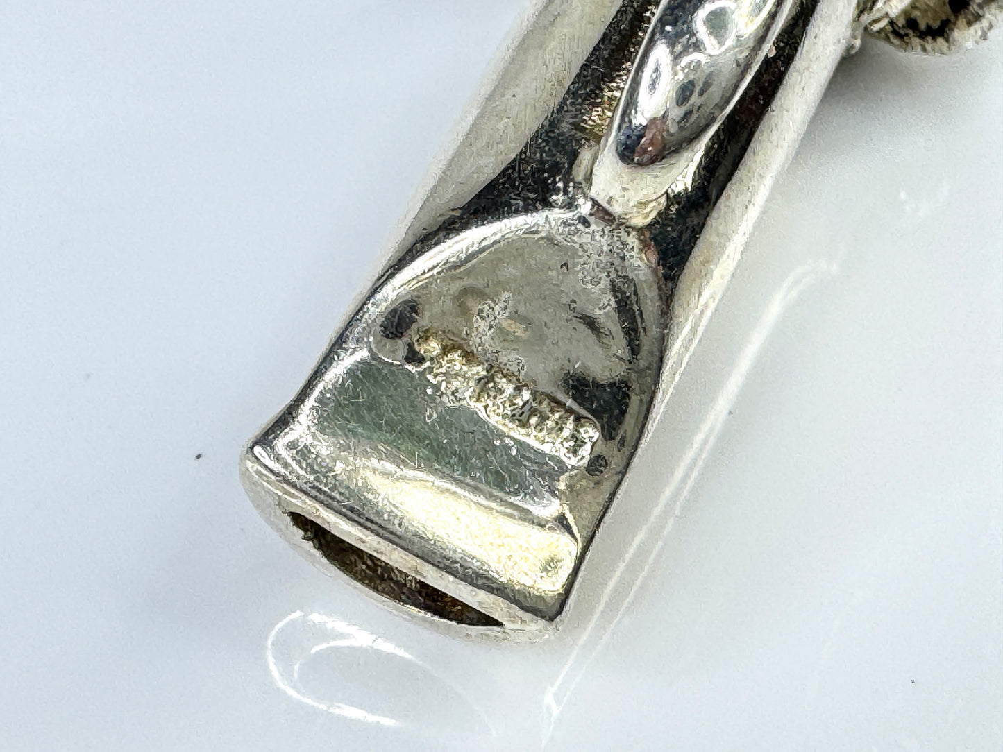 Sterling Silver Figural Dog Head Whistle Pendant 15.8g 1 5/8" x 3/4" SS429