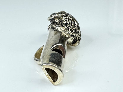Sterling Silver Figural Dog Head Whistle Pendant 15.8g 1 5/8" x 3/4" SS429