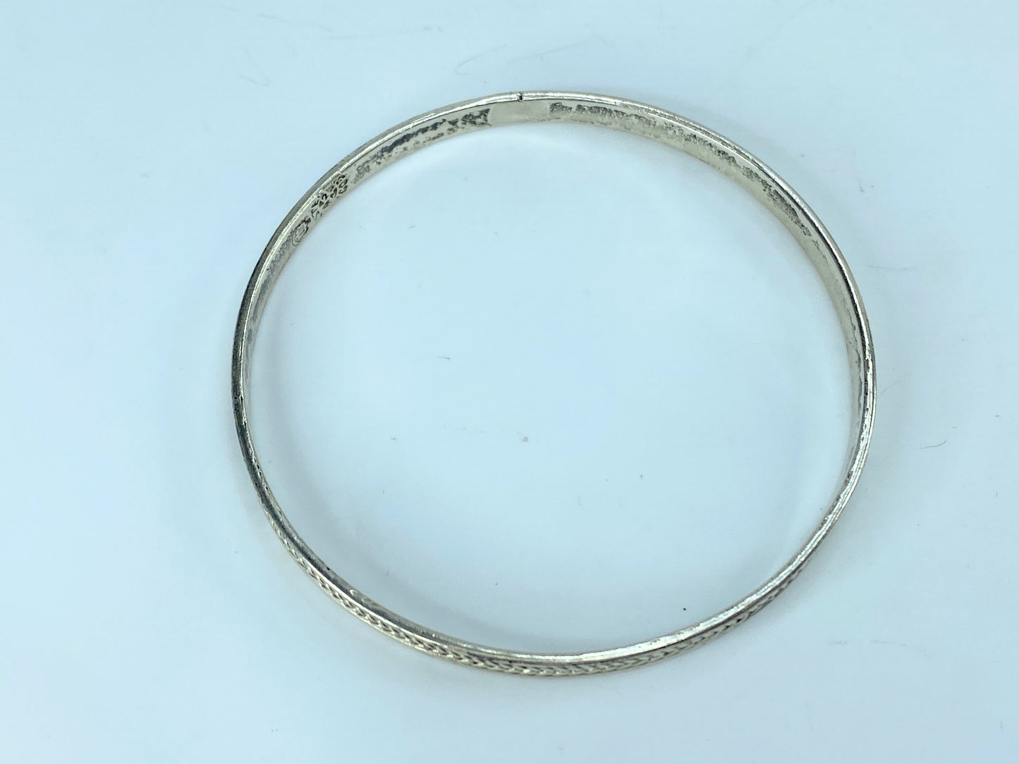 Norway Artisan Sterling Silver 925 texture slip on bangle 13.2g JR9586