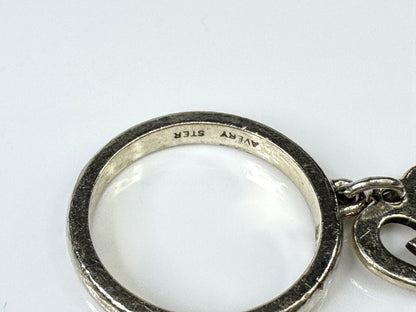Vintage Sterling Silver Heart Cross Charm Ring Size 3.25 JR1769