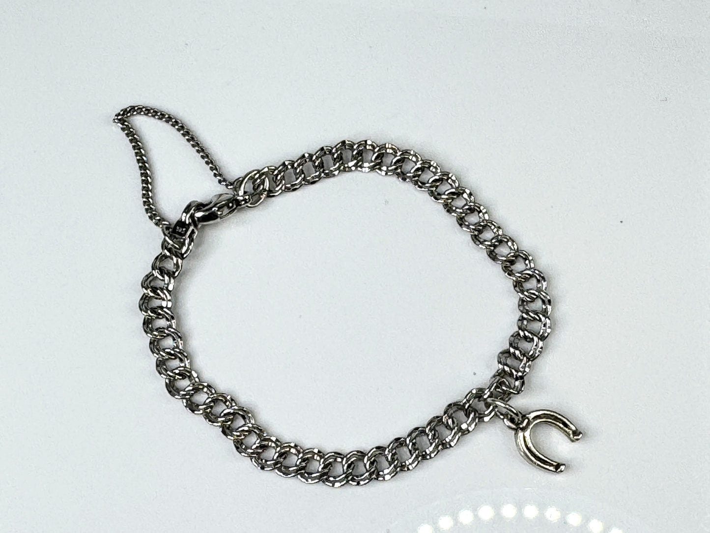 Vintage James Avery Sterling Silver Double Link Charm Bracelet Heart 7" JR1770