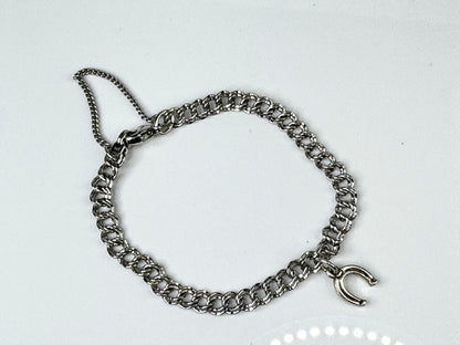 Vintage James Avery Sterling Silver Double Link Charm Bracelet Heart 7" JR1770