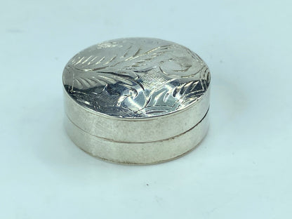 Round Sterling Silver Hinged Pill Box Shape Etched sterling 925 7g 1.0" SS65