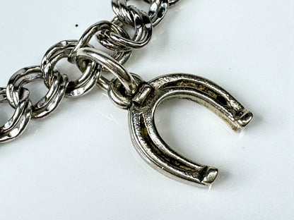 Vintage James Avery Sterling Silver Double Link Charm Bracelet Heart 7" JR1770