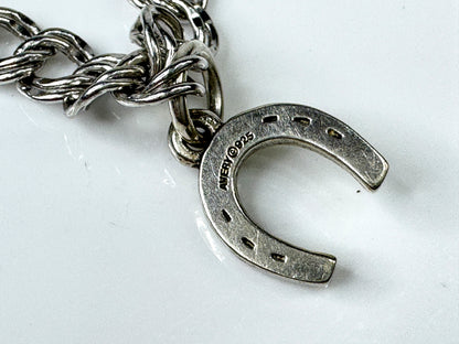 Vintage James Avery Sterling Silver Double Link Charm Bracelet Heart 7" JR1770
