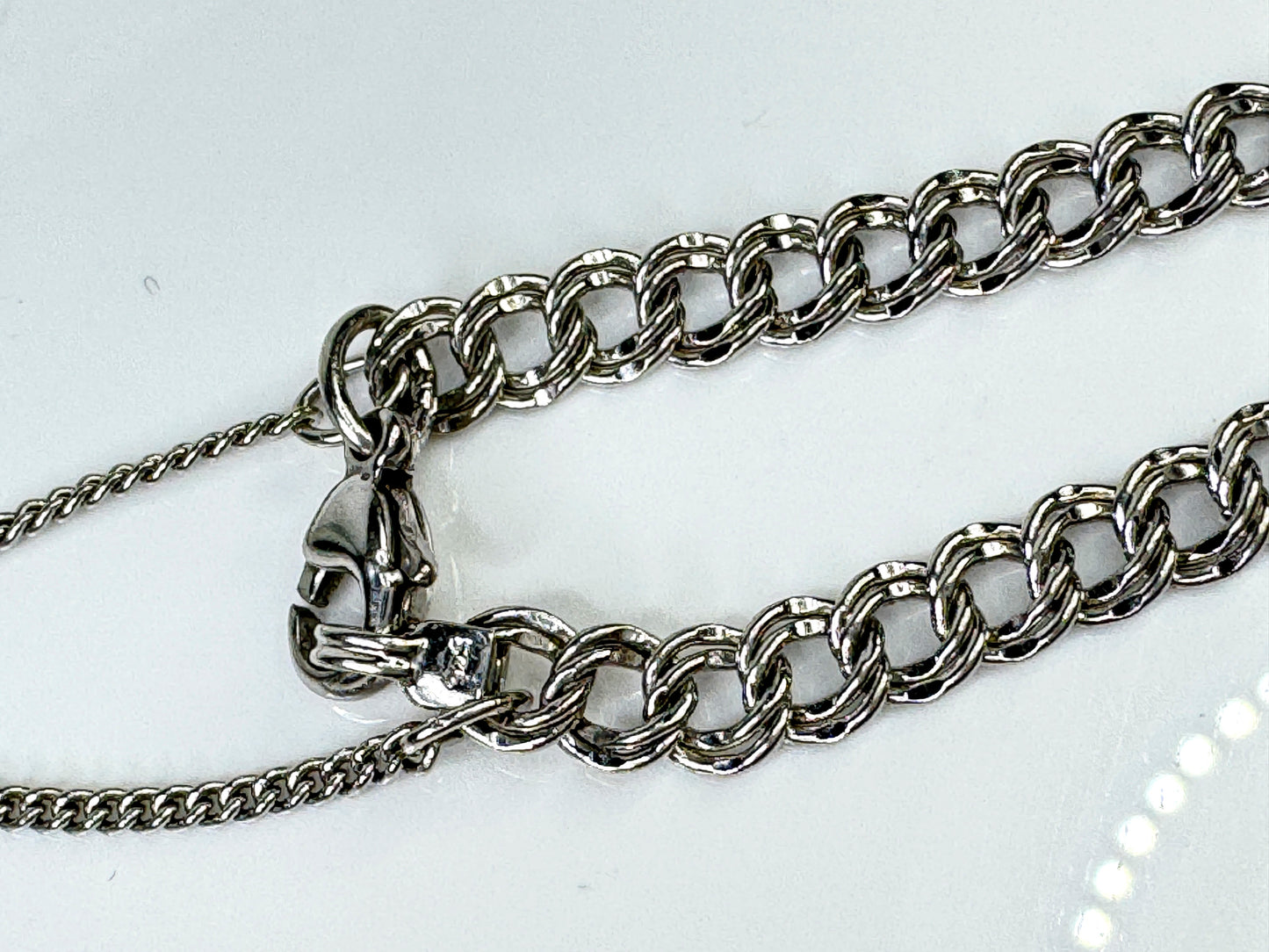 Vintage James Avery Sterling Silver Double Link Charm Bracelet Heart 7" JR1770