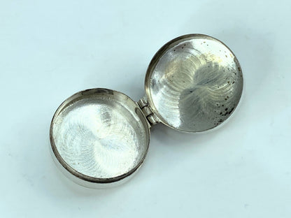 Round Sterling Silver Hinged Pill Box Shape Etched sterling 925 7g 1.0" SS65