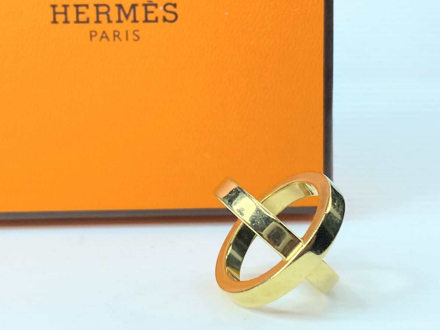 Authentic Hermes  Cosmos Scarf Ring Gold tone No box GS117