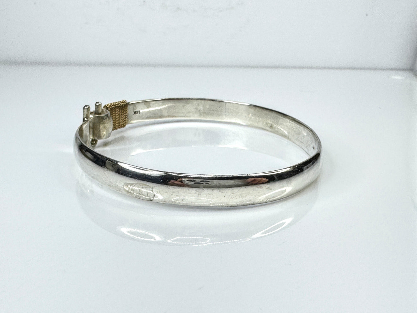 Men’s Handmade Sterling Silver & 14K Gold Hook Bangle Bracelet JR1771