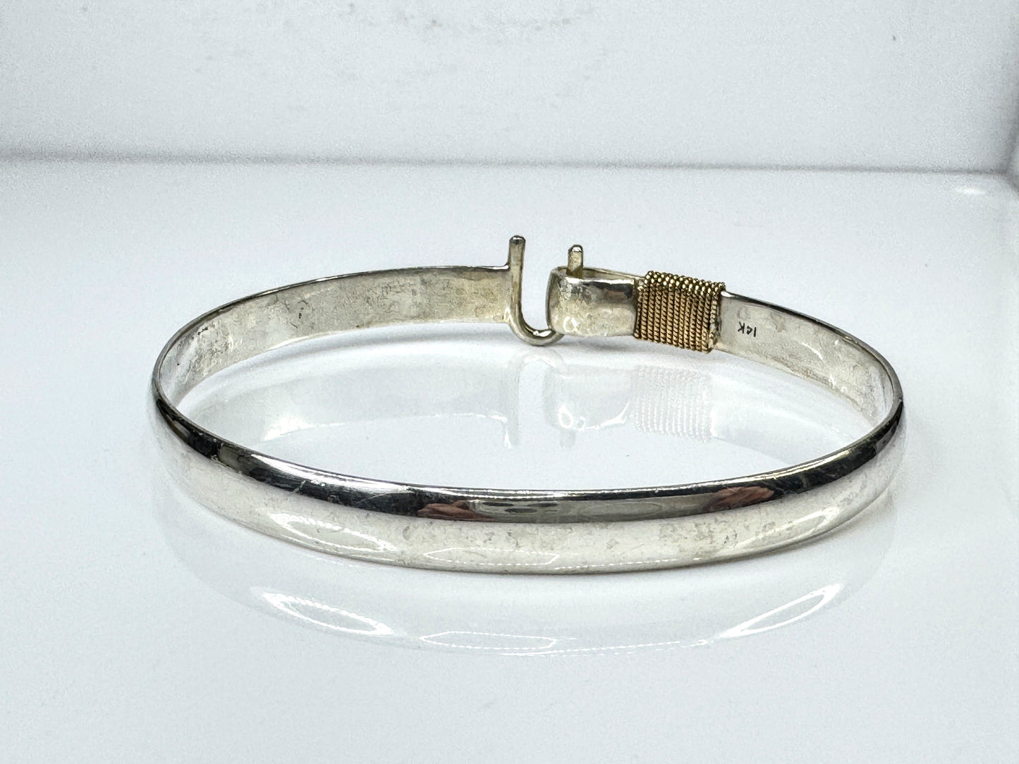 Men’s Handmade Sterling Silver & 14K Gold Hook Bangle Bracelet JR1771
