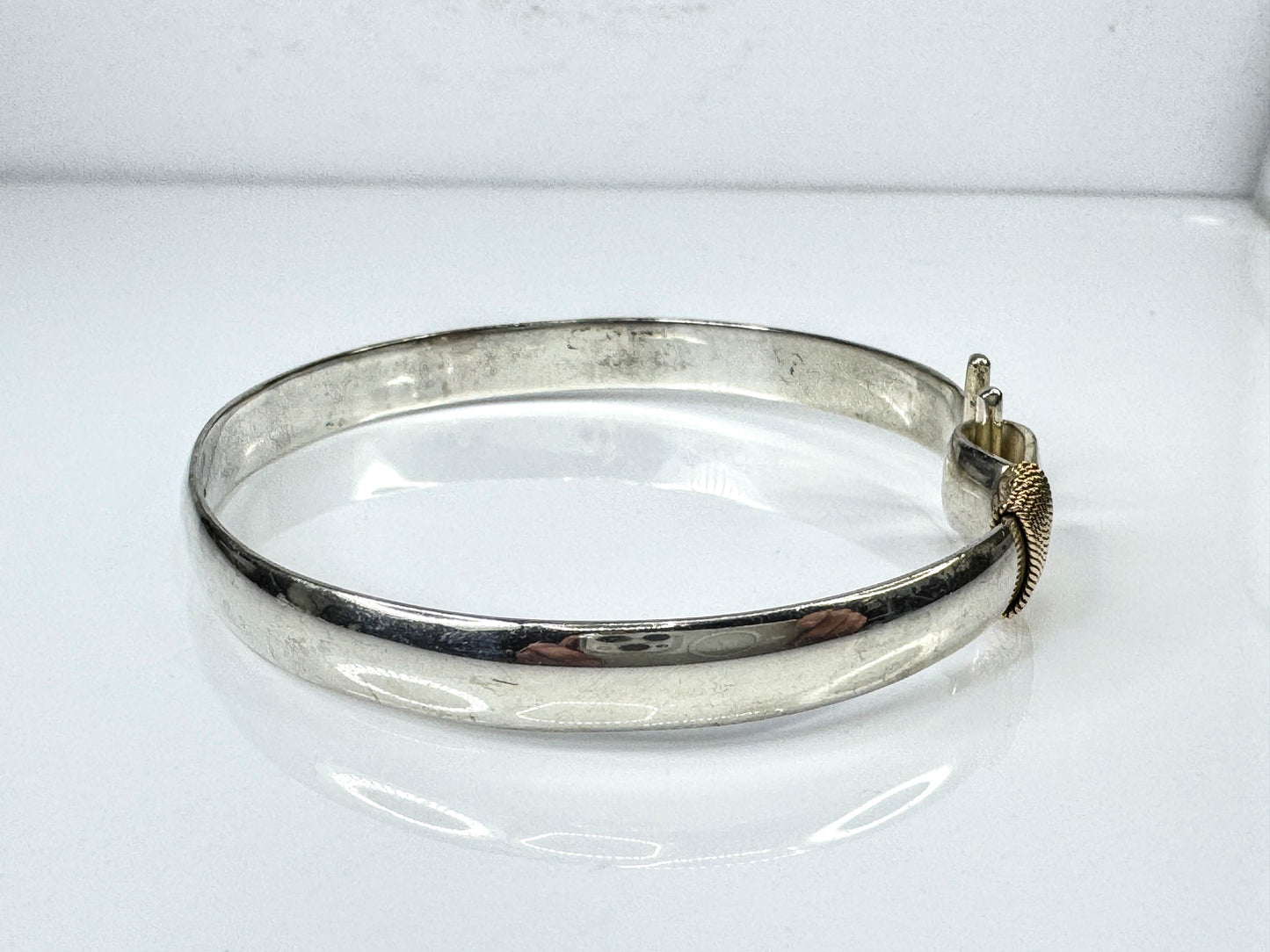 Men’s Handmade Sterling Silver & 14K Gold Hook Bangle Bracelet JR1771