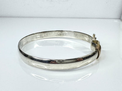 Men’s Handmade Sterling Silver & 14K Gold Hook Bangle Bracelet JR1771