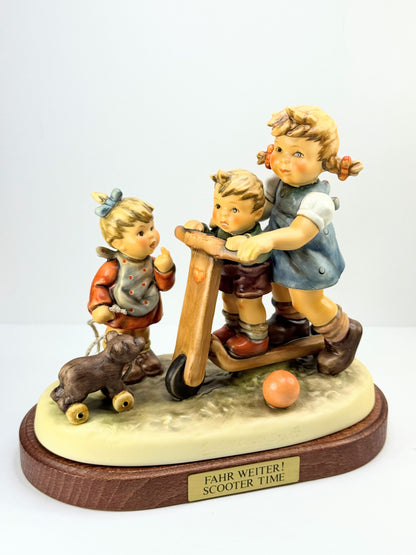 Hummel century collection "Scooter Time" figurine with wood base A629