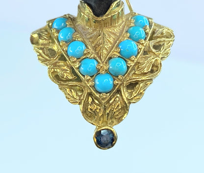 La Triomphe Blackamoor Diamond ruby Sapphire Turquoise 18 karat brooch