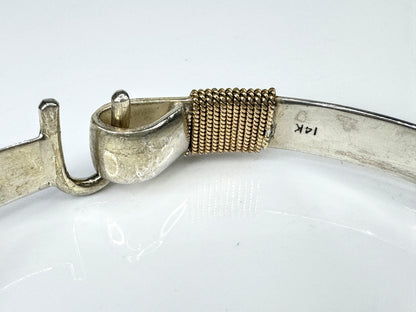 Men’s Handmade Sterling Silver & 14K Gold Hook Bangle Bracelet JR1771