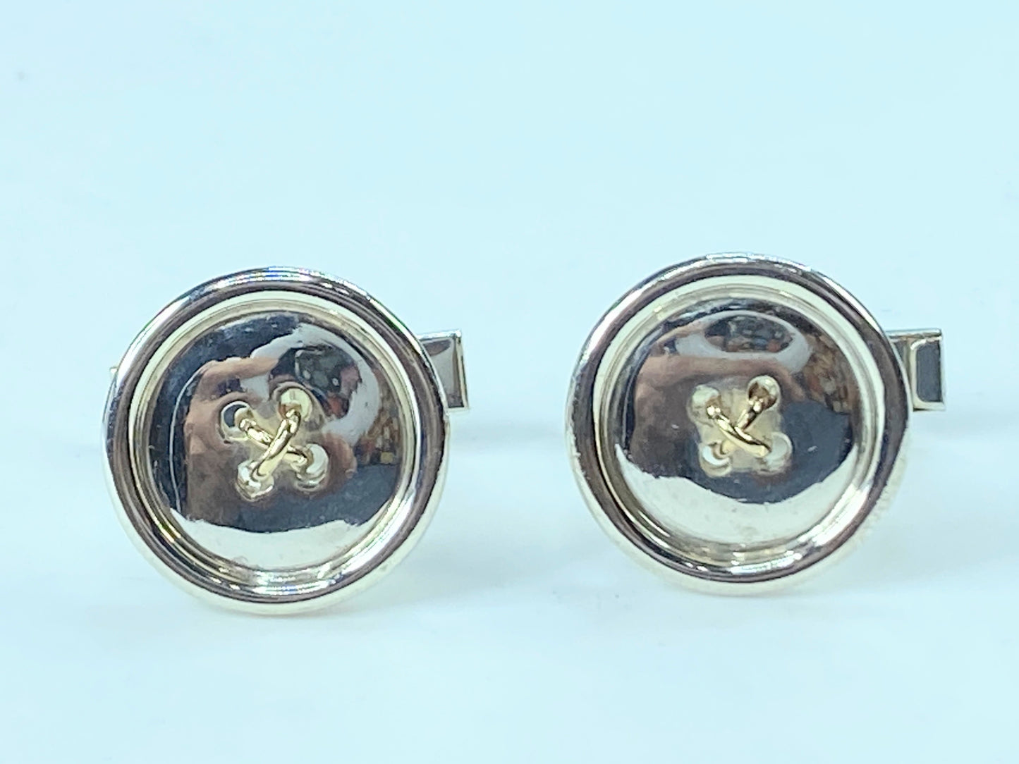 Tiffany & Co 18K gold Sterling silver 925 Button Cufflinks 11.1g GS120