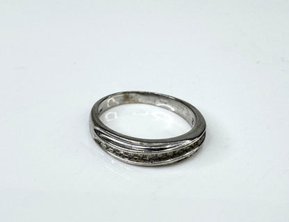 Sterling Silver Diamond Pavé Curved Band Ring  s7.25 3.4g JR1773