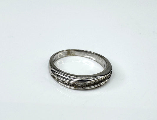Sterling Silver Diamond Pavé Curved Band Ring  s7.25 3.4g JR1773