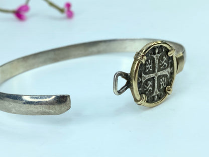 Atocha Treasure Coin Bracelet - Sterling Silver 14K Gold 8mm 7 Inch JR1051