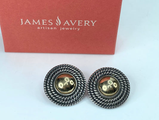 Retired James Avery large Round Rope 14K Domed Sterling rope Earrings JR1052