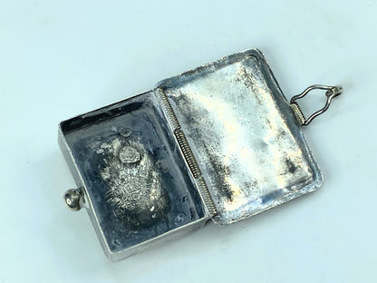 Abalone Shell Pill Box sterling silver Mexico round link border 7.8g SS68